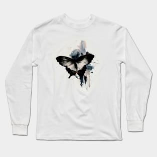 Butterfly japanese ink art, sumi e Long Sleeve T-Shirt